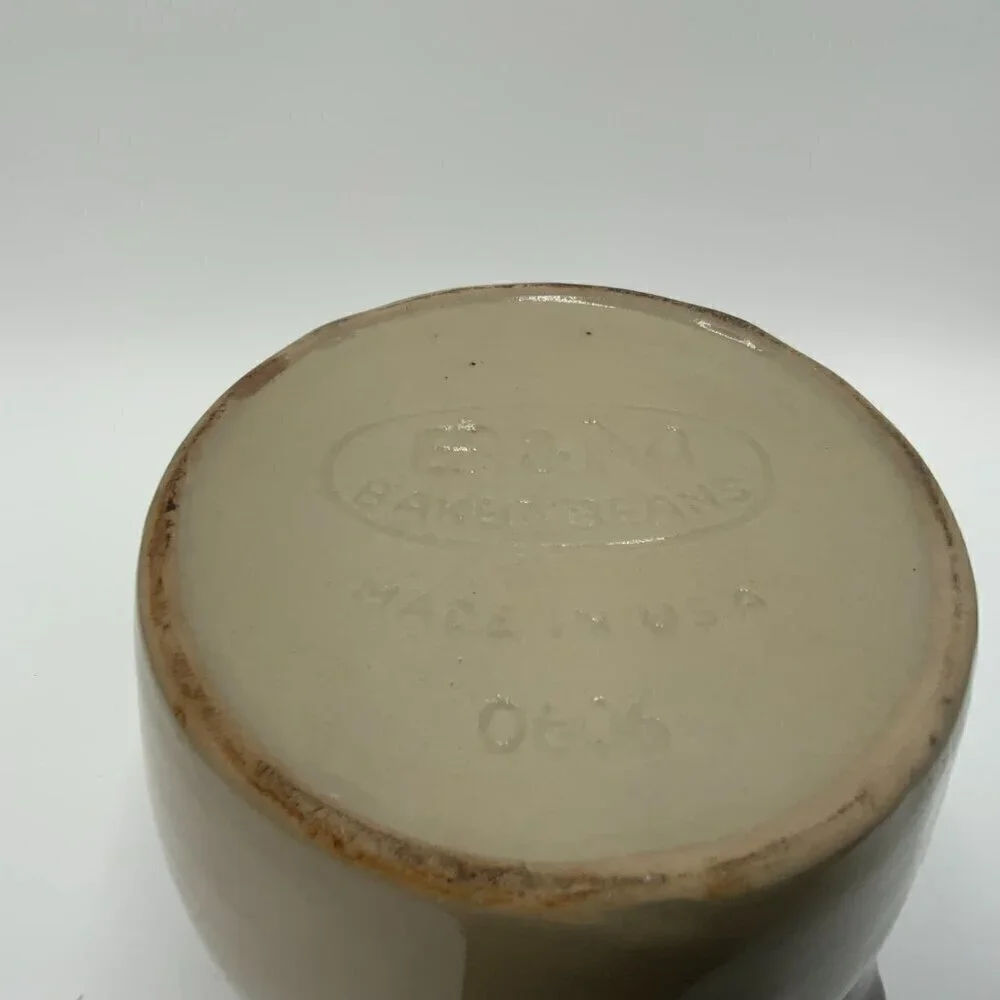 Vintage B & M Baked Beans Stoneware Bean Pot Only Brown Tan 0606 USA